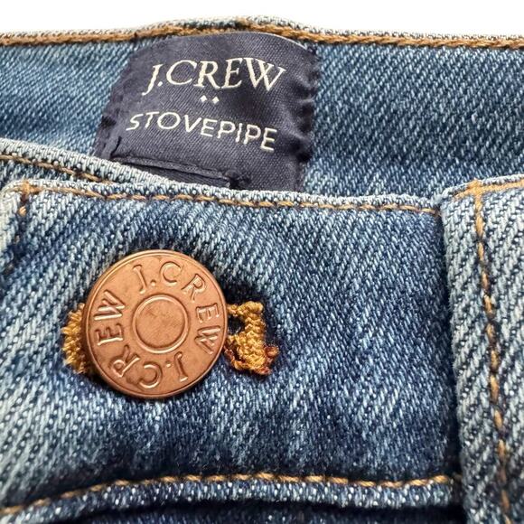 J Crew Jeans Womens 26 Blue Stovepipe High Rise Re-Imagined Raw Hem Distressed - Picture 3 of 12